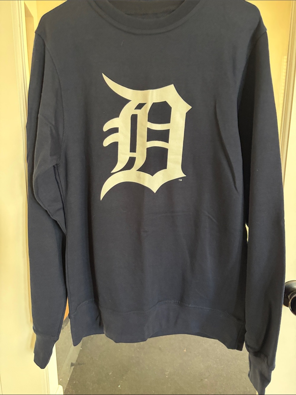 Stitches Navy Crewneck Sweatshirt with White Detroit 'D' Logo